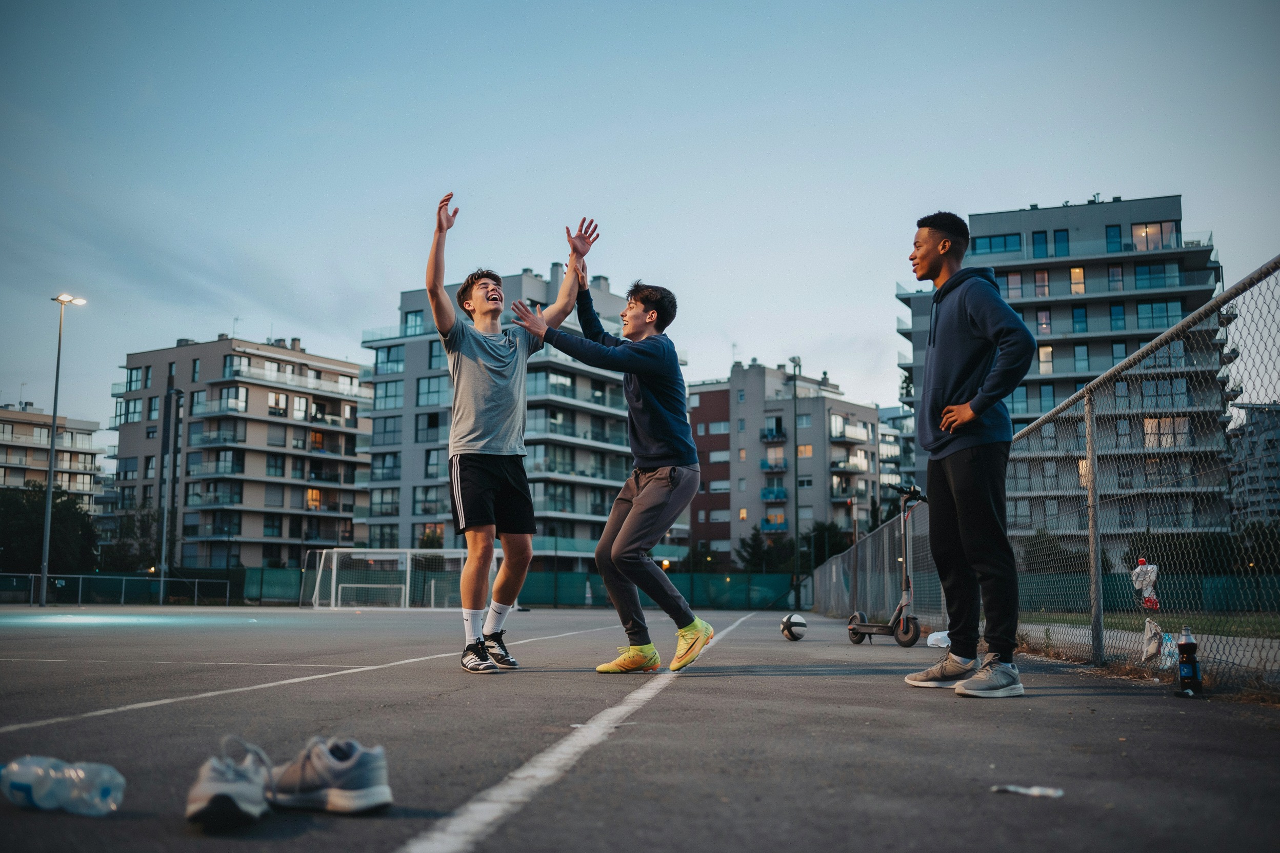 Jeunes joueurs sur un terrain urbain inspiré de The Grounds