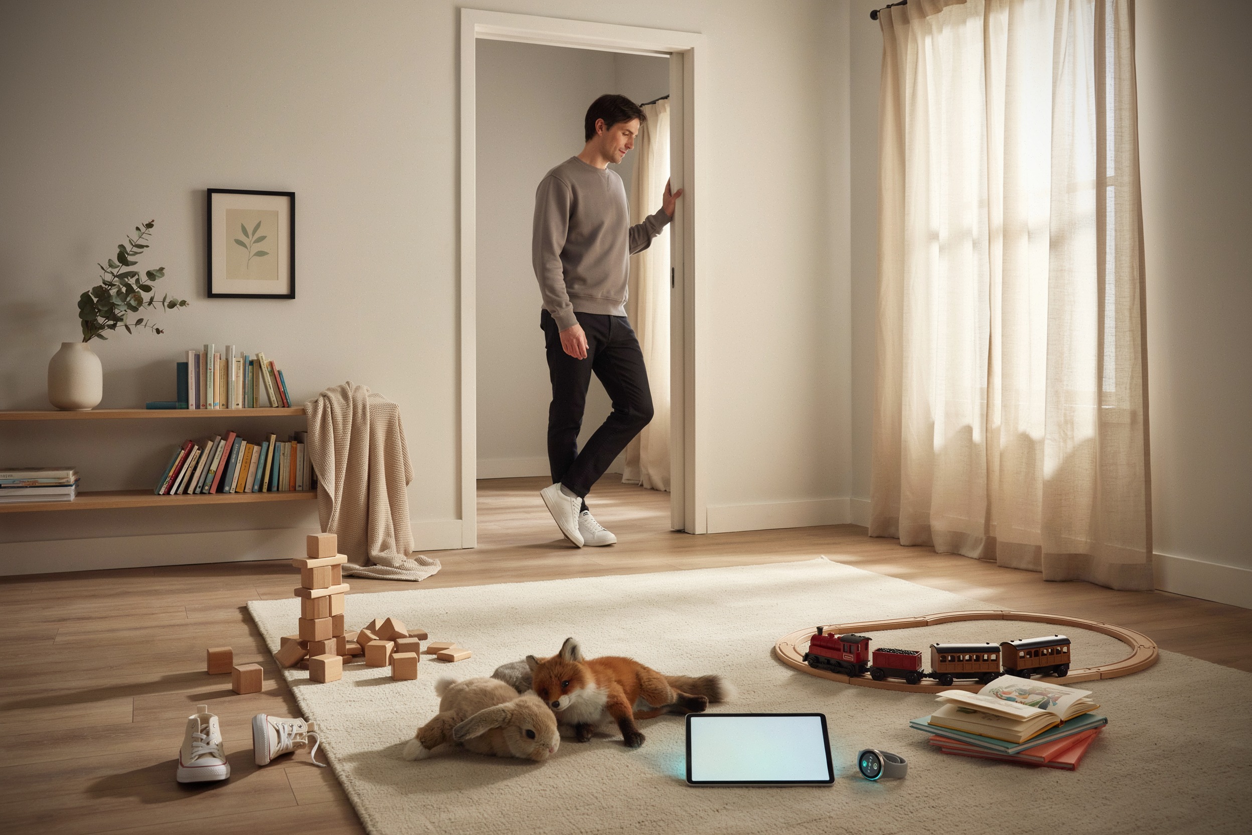 Jouets et tablette dans une chambre d’enfant moderne