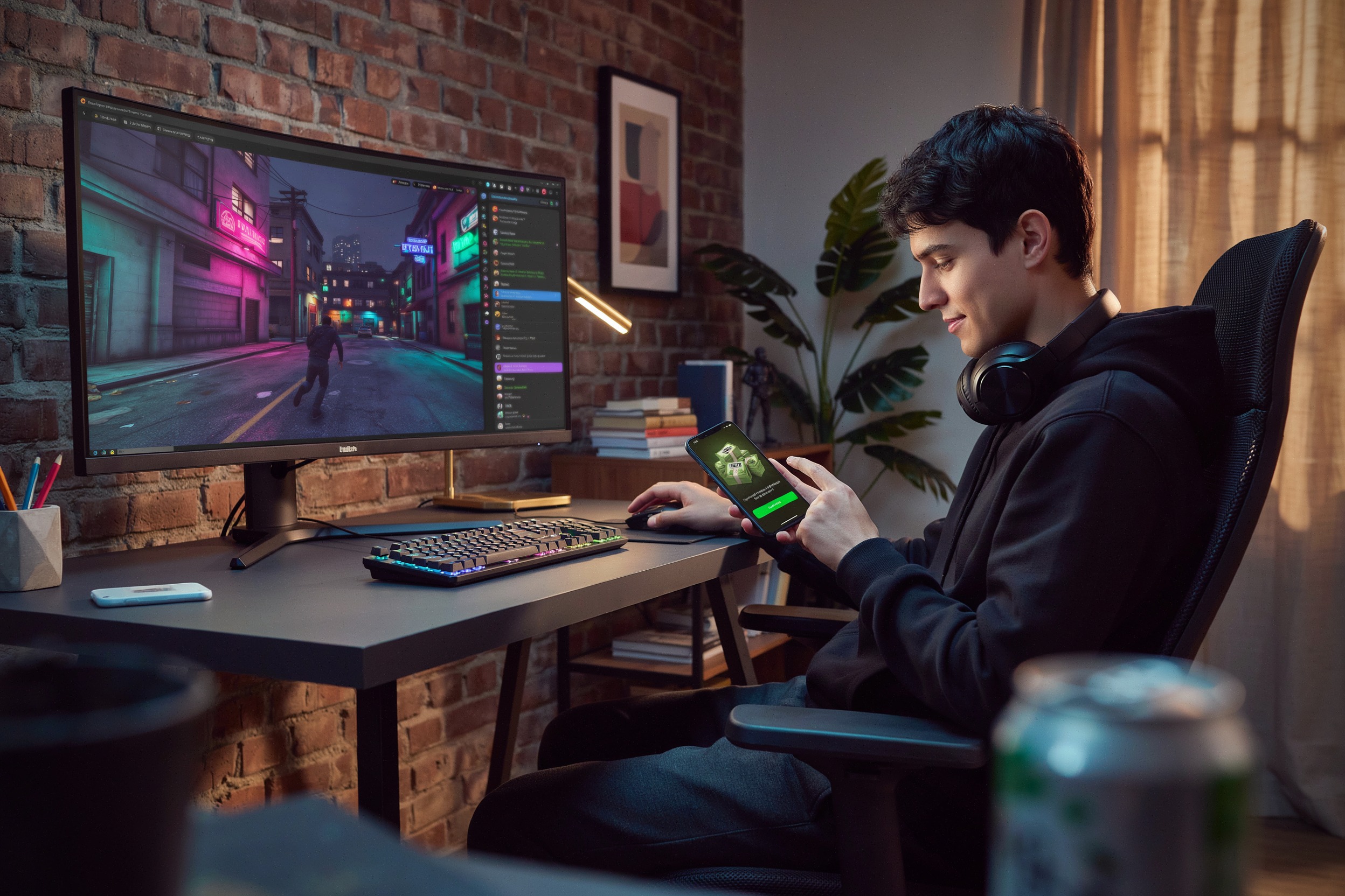 Joueur consultant des Twitch Drops pour GTA Online