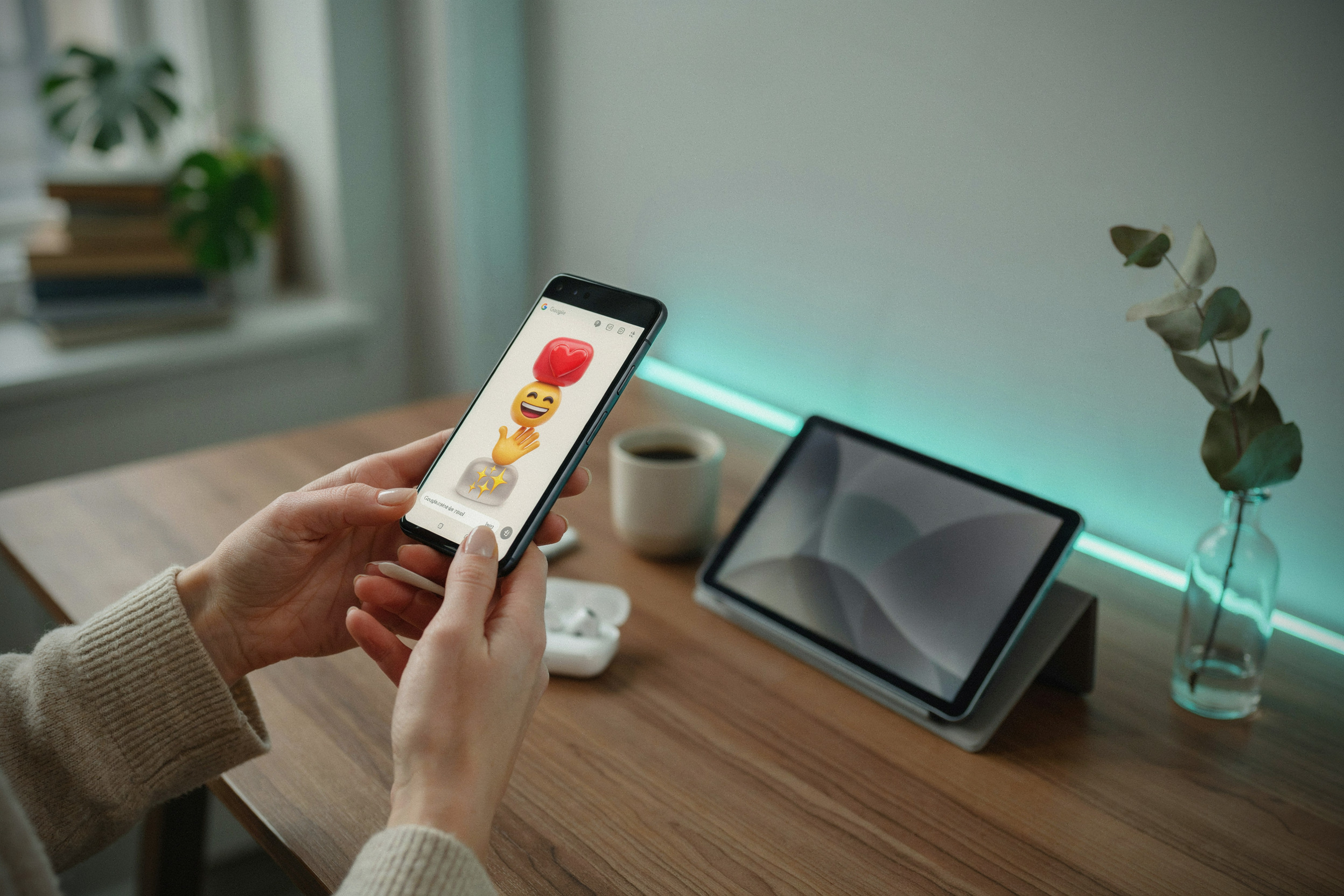 Nouveaux emojis 3D sur un smartphone Pixel récent